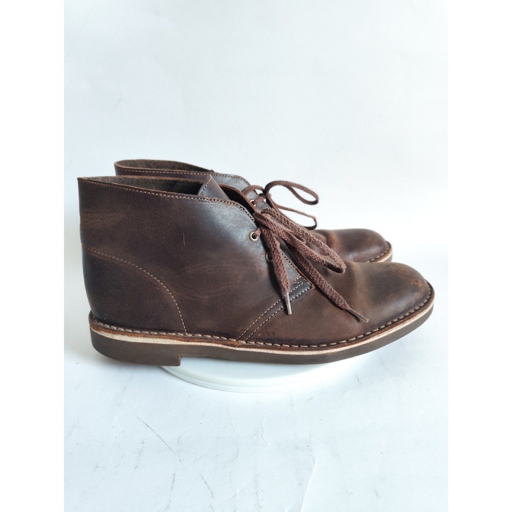 Clarks Chukka Boots 9 Desert Beeswax Bushacre Leather Lace Up Mens Shoes Brown